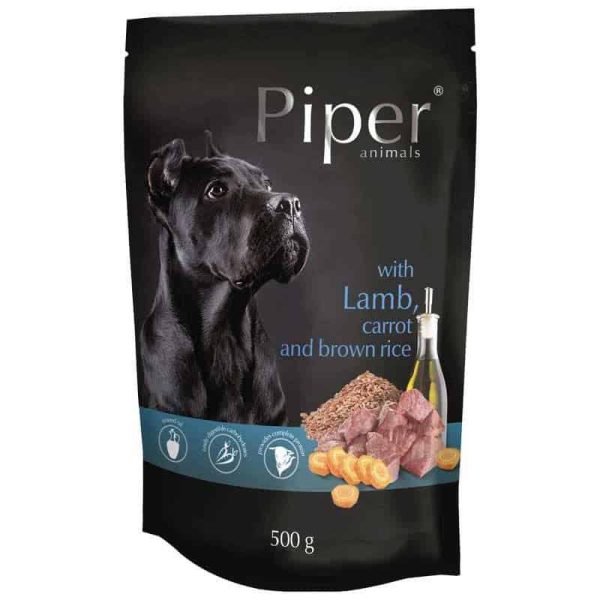 Piper Jērs ar burkāniem un brūniem rīsiem 500g, konservi suņiem