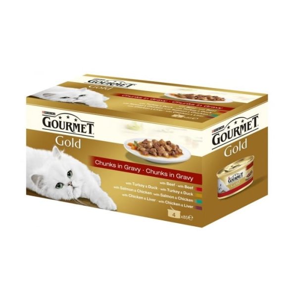 Gourmet Gold gaļas gabaliņi 4x85g konservi kaķiem