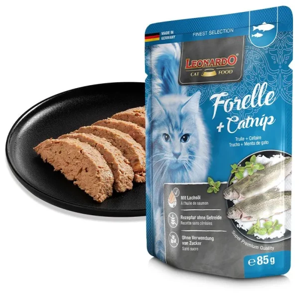 Leonardo Trout+Catnip 85g konservi kaķiem