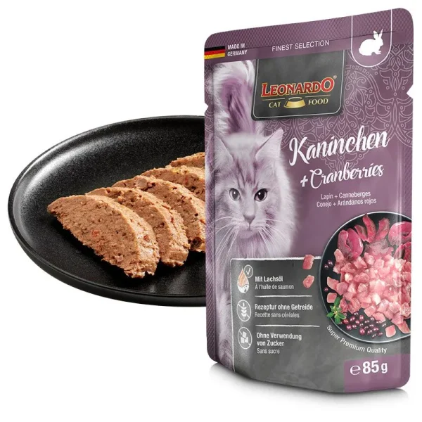 Leonardo Rabbit+Cranberries 85g konservi kaķiem