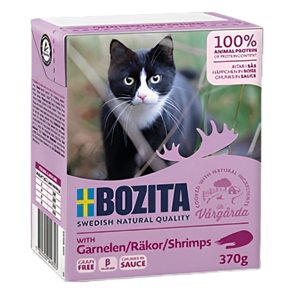 Bozita ar garnelēm mērcē 370g konservi kaķiem