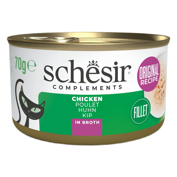 Schesir cat chicken fillets all natural 70g, konservi kaķiem