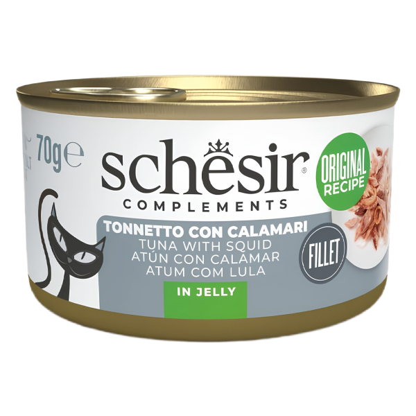 Schesir cat tuna with squids 70g, konservi kaķiem