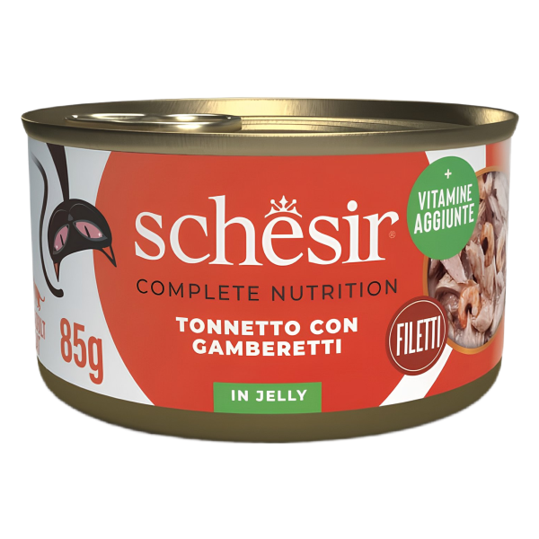 Schesir cat tuna with shrimps 85g, konservi kaķiem