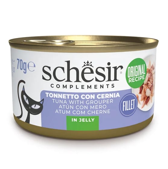 Attēls: Schesir cat tuna with grouper 85g, konservi kaķiem
