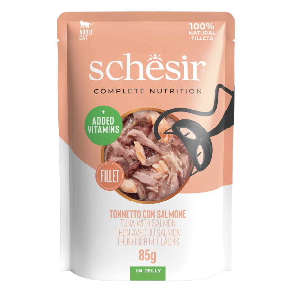 Schesir cat Tuna & Salmon 85g, konservi kaķiem