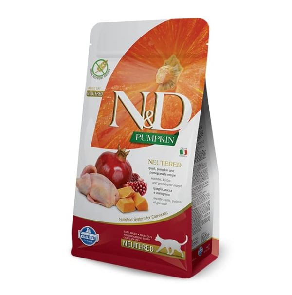 Farmina Natural & Delicious Cat GF Neutered Pumpkin Quail 5kg sausā barība kaķiem