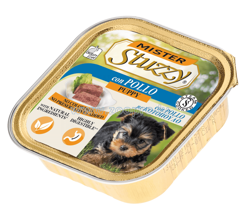 Attēls: Mister Stuzzy chicken Puppy, cāļa gaļas konservi kucēniem 150g