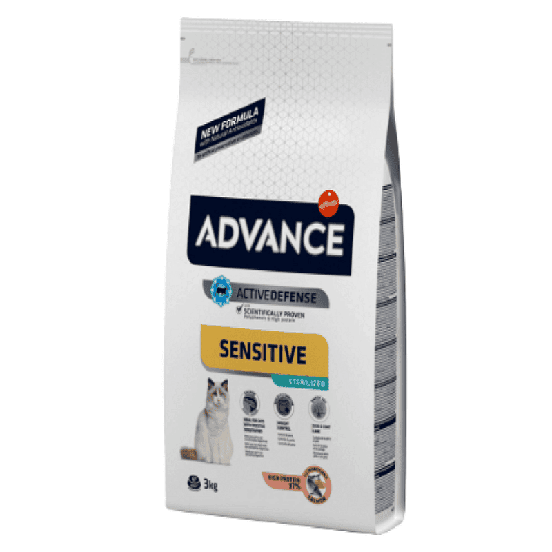 Attēls: Advance Cat adult Sterilized Sensitive Salmon, sausā barība kaķiem, Sveramā
