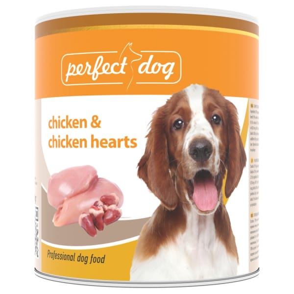 Attēls: Perfect Dog, Konservi ar vistu un vistu sirdīm 800g