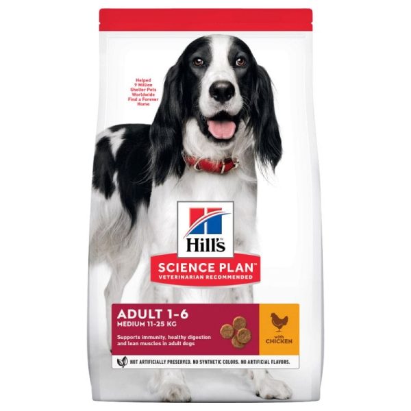 Hill’s Science Plan, Medium Adult Chicken, Sausā Barība Suņiem 14kg