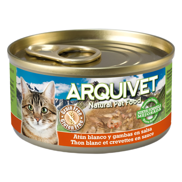 Arquivet Cat, Baltais Tuncis ar garnelēm mērcē 80g