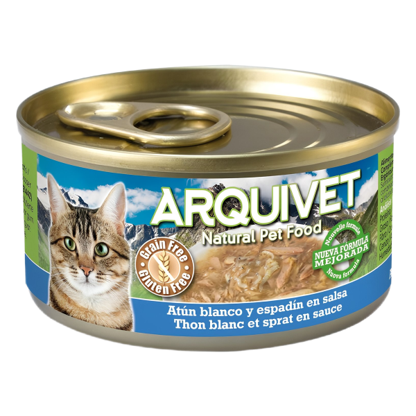 Arquivet Cat, Baltais Tuncis Ar brētliņām Mērcē 80g
