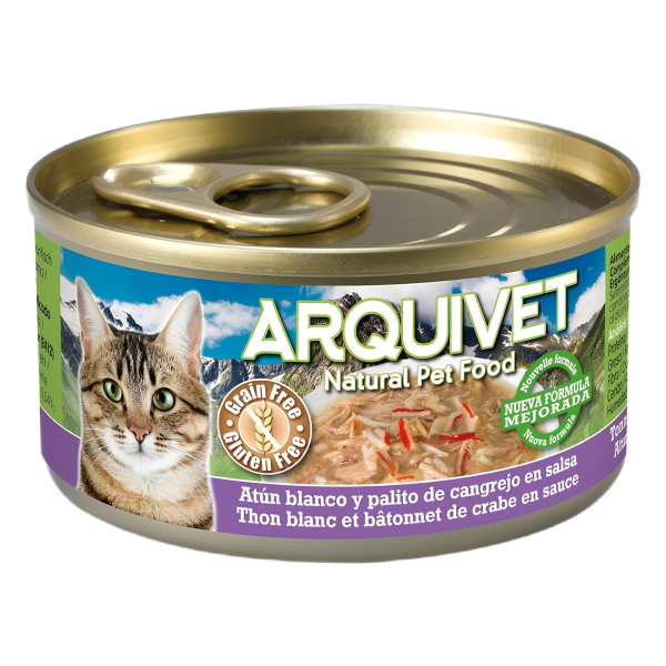 Arquivet Cat, Baltais Tuncis ar krabju nūjiņām mērcē 80g
