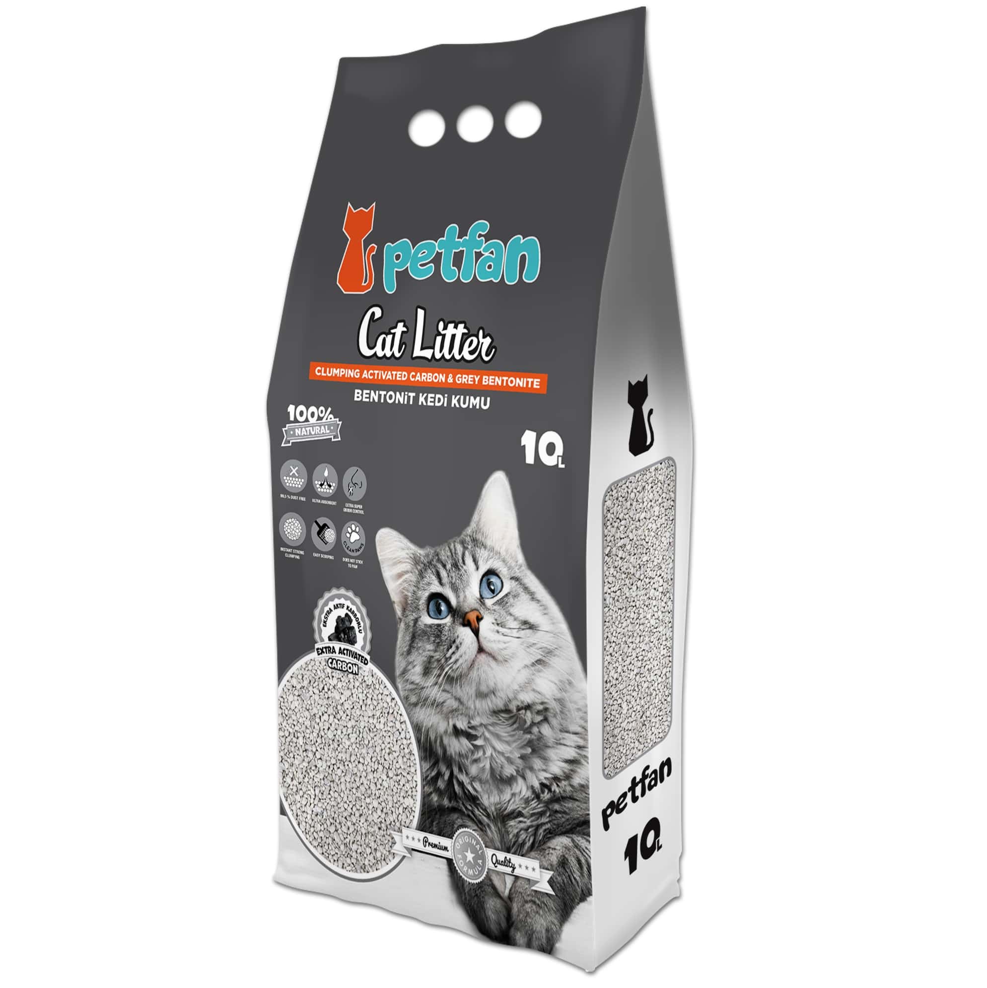 Attēls: Petfan Active Carbon, Cementējošās Smiltis Ar Aktivēto Ogli 10L(8.5kg)