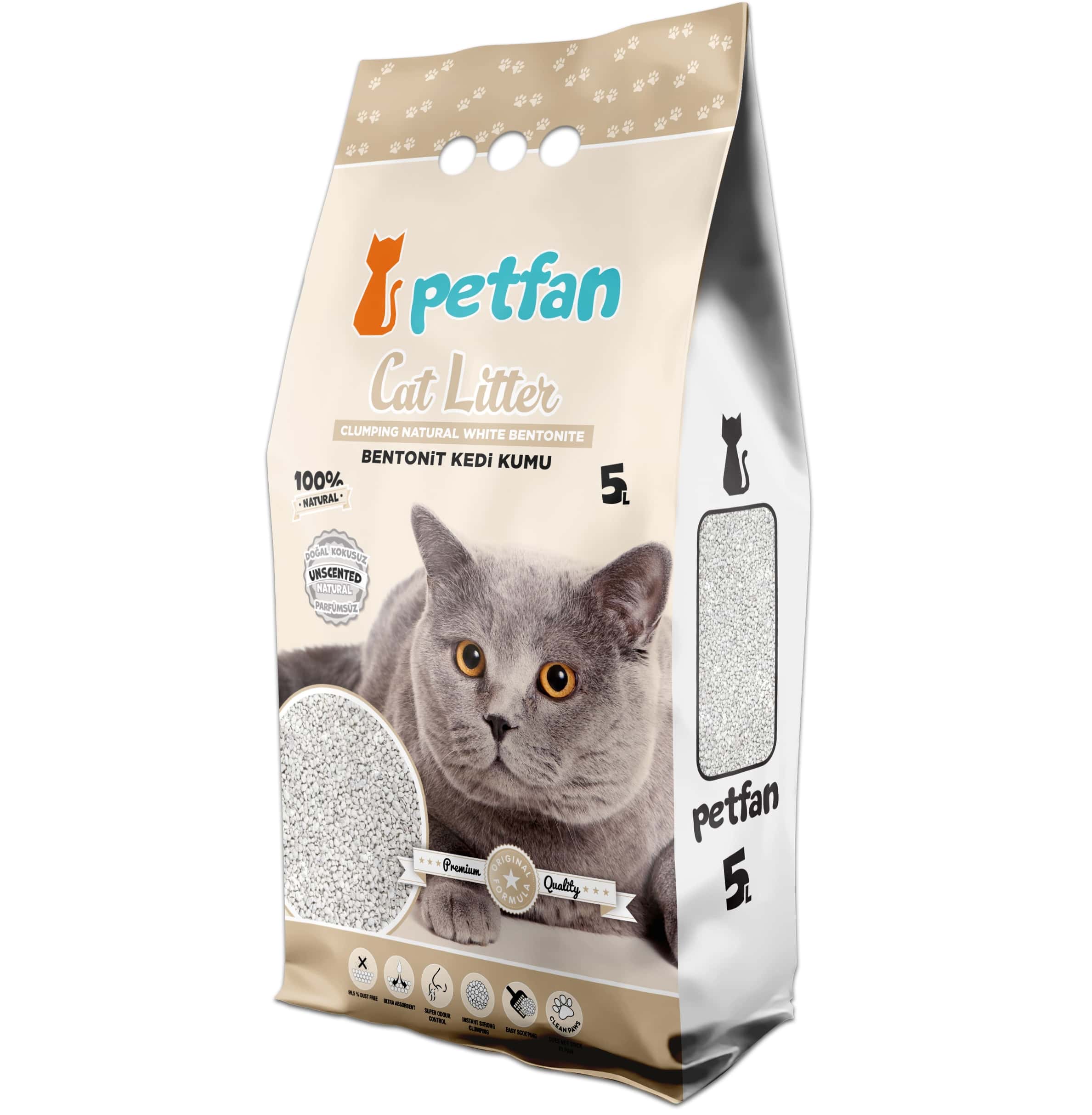 Attēls: Petfan Natural, Cementējošās Smiltis Bez Aromāta 5L(4.2kg)