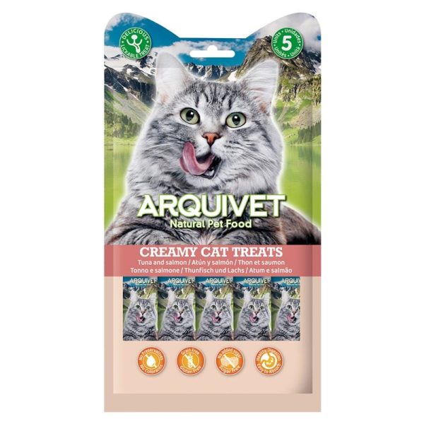 Arquivet Cat Creamy Treats, Krēmveida tunča, vistas un laša Gardums Kaķiem 5x14g