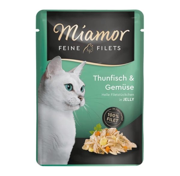 Miamor Feine Fillets Jelly, tunča Fileja ar dārzeņiem, Želejā, Konservi Kaķiem 100g