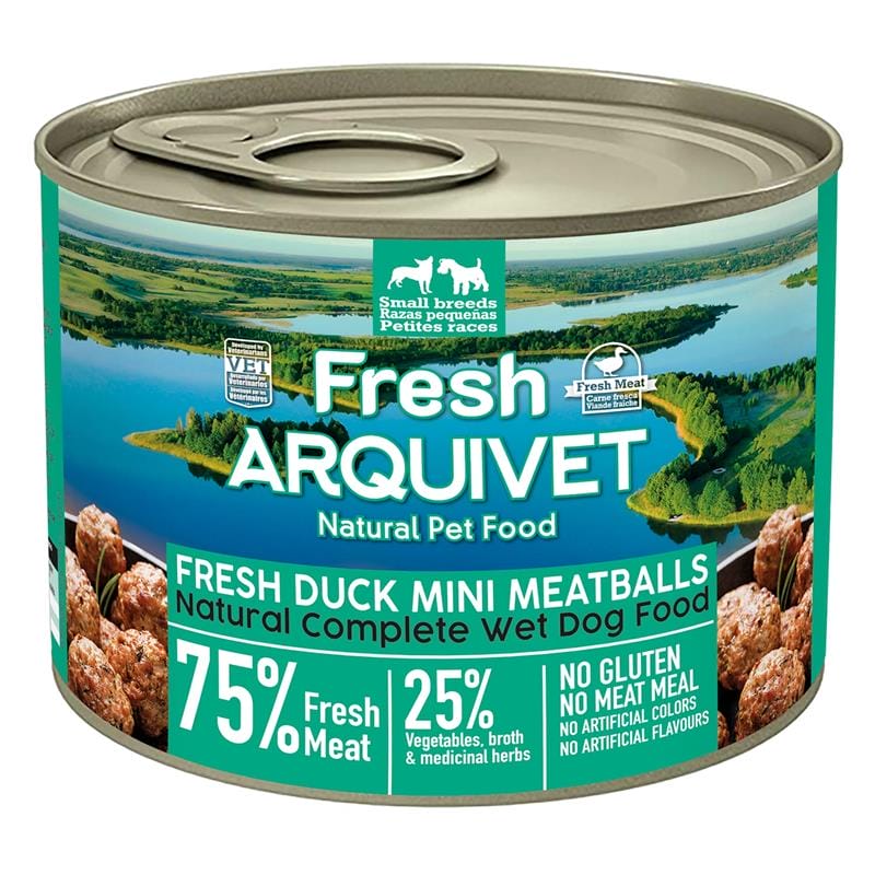 Attēls: Arquivet Dog Mini Meatballs, Mini Kotletes Ar Svaigu pīli, saldo kartupeli un apelsīnu 200g