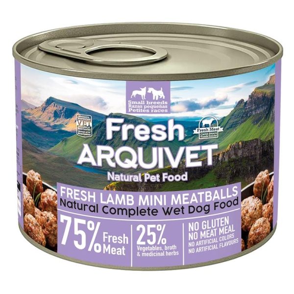 Arquivet Dog Mini Meatballs, Mini Kotletes Ar Svaigu jēra gaļu, burkāniem un saldajiem kartupeļiem 200g