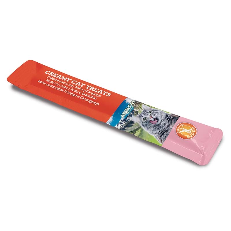 Attēls: Arquivet Cat Creamy Treats, Krēmveida vistas un krabju Gardums Kaķiem 5x14g