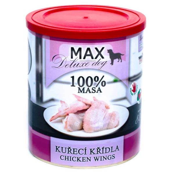 MAX deluxe chicken wings 800g, konservi suņiem