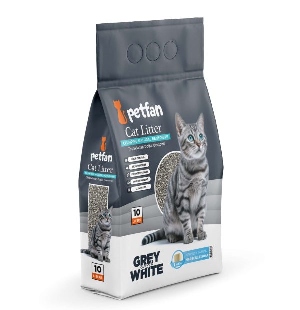Petfan Grey&White Marseille Soap, Cementējošās Smiltis ar Marseļas Ziepju Aromātu 10L