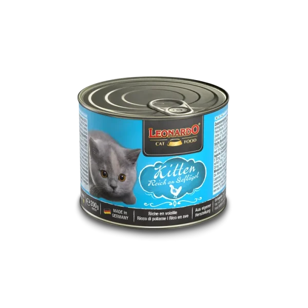 Leonardo Kitten poultry, ar putnu gaļu 200g konservi kaķēniem