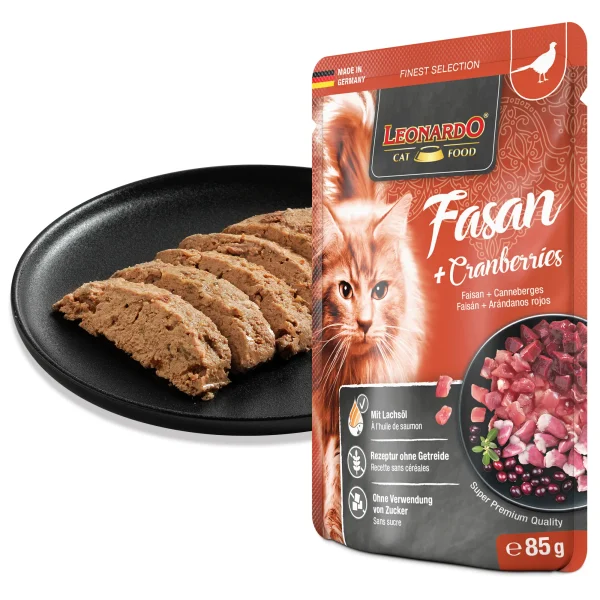 Leonardo Pheasant + Cranberries 85g konservi kaķiem