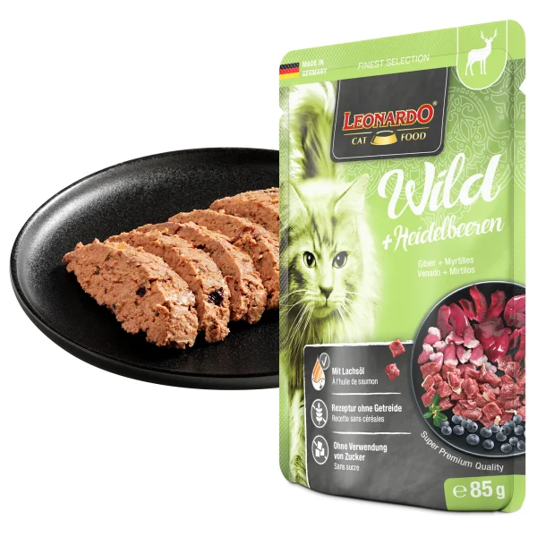 Leonardo Venison + Bilberries 85g konservi kaķiem